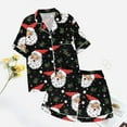 thumbnail image 4 of Christmas Black Pajamas for Women Set Women Pajamas Graphic Printed Silk Satin Cute Sleepwear Buttons Short Sleeve Tops Shorts Sets Womens Sleepwear, 4 of 5