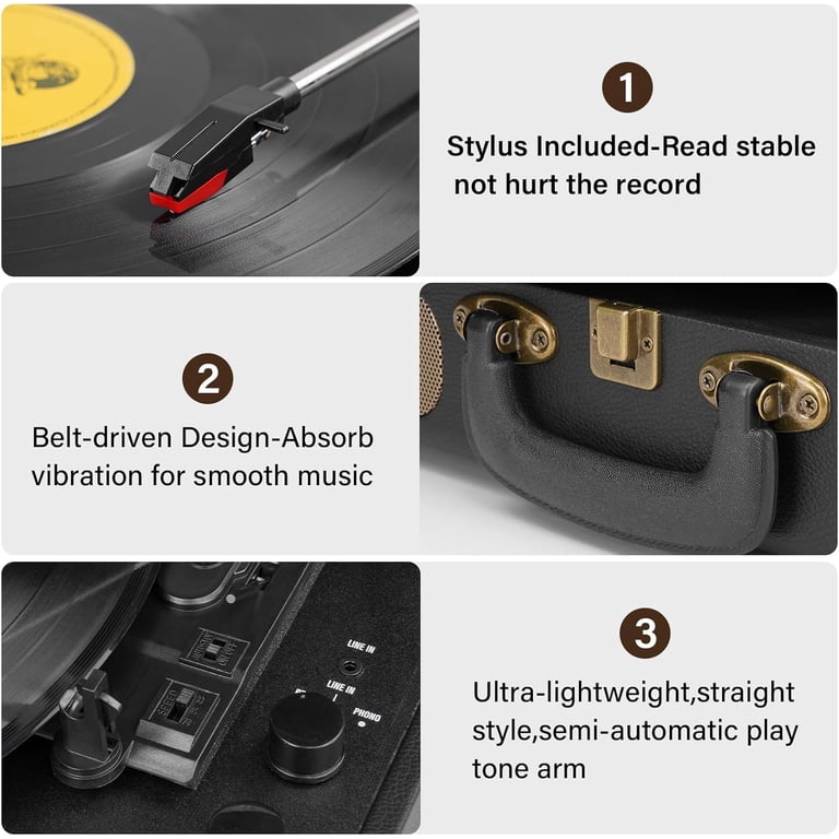 DIGITNOW Vinyl Record Player Bluetooth Turntable Suitcase photo 3