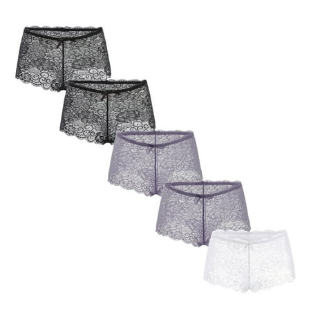 

TAIAOJING 5 Pack Seamless Thong For Women Ladies Ultra Soft Bikini Assorted Boxer Lace Panties Underwear Women s Brief