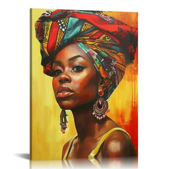 Acheng  Black Wall Art Abstract African American Woman Poster Afro Girl Canvas Painting Modern Aesthetic Pictures for Living Room Decor  12x16 in