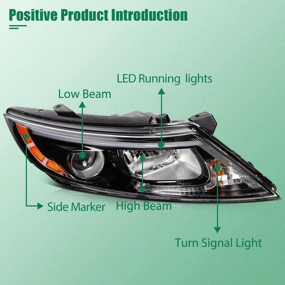 For Kia Optima 2014 2015 Black Housing Headlights Assembly Pair Left   Right