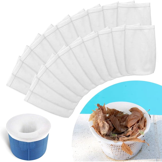 Pool Filter Socks for Above Ground and In-Ground Pools, Easy to Use and Reuse Ultra Fine Mesh Screen, Superior Filtration Power Reusable Skimmer Basket Liners (20 Pcs)