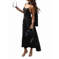 thumbnail image 3 of Womens French Retro Polka Dot Halter Neck Sleeveless Maxi Dress Vintage Summer Elegant Beach Gown Black XL, 3 of 9