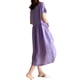 thumbnail image 5 of Vestido de verano de lino y algodón de color liso de talla grande para mujer, holgado, adelgazante, estilo gordito, de longitud media, 5 of 6