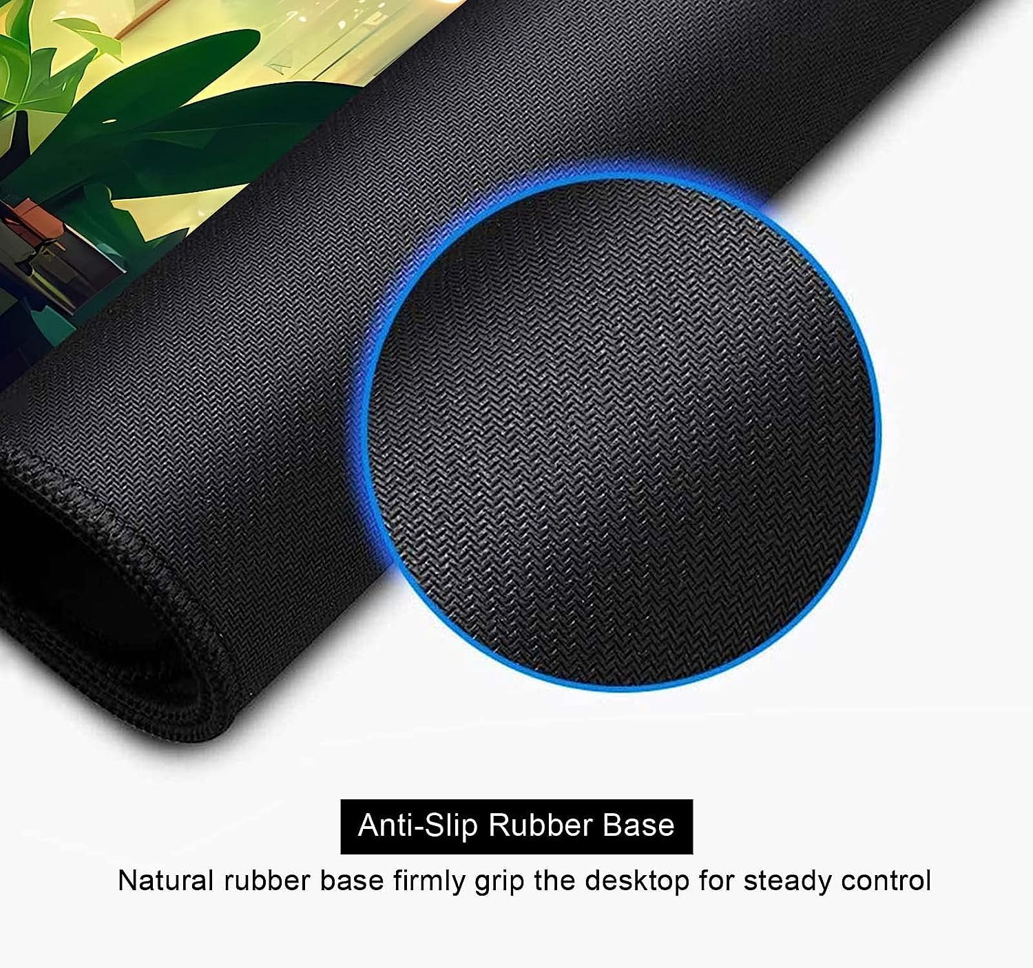 Green Desk Mat Plants, Aesthetic Mousepad Large XXL Gaming Deskmat, Rainy Day Big Long Desk Mat for Work, Game, Office, Computer Accessories - 35.4 x 15.7 in
