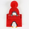 thumbnail image 5 of NAISIBABY Toddler Beanie Hat and Scarf 2-Piece, Cute Graphic Scarf Ski Cap with Pom Winter Warm Outdoor Set Red 1-3T, 5 of 7