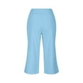 thumbnail image 6 of Clearance under 10$ Sevevn Solid Elastic Waist Pocket Cropped Pants Casual Stretchy Stylish Pants For Spring Summer Women's Clothing Early Access Deals Light Blue XXXL, 6 of 7