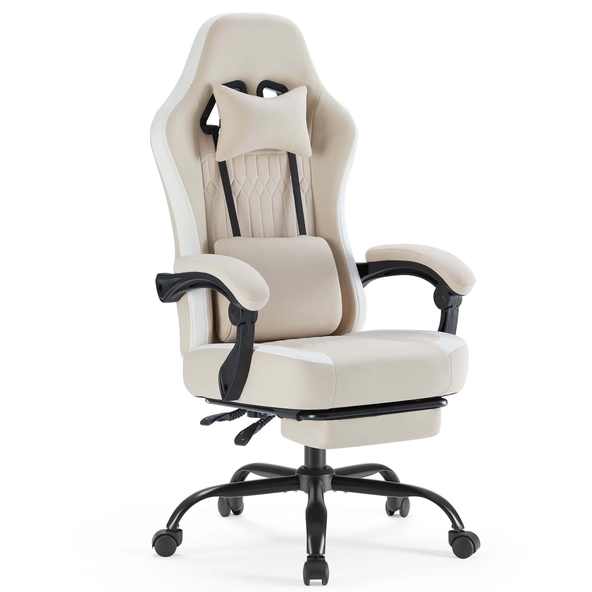 CONCETTA Gaming Chair with High Backrest, Ergonomic Adjustable Rotating Office Chair, Khaki