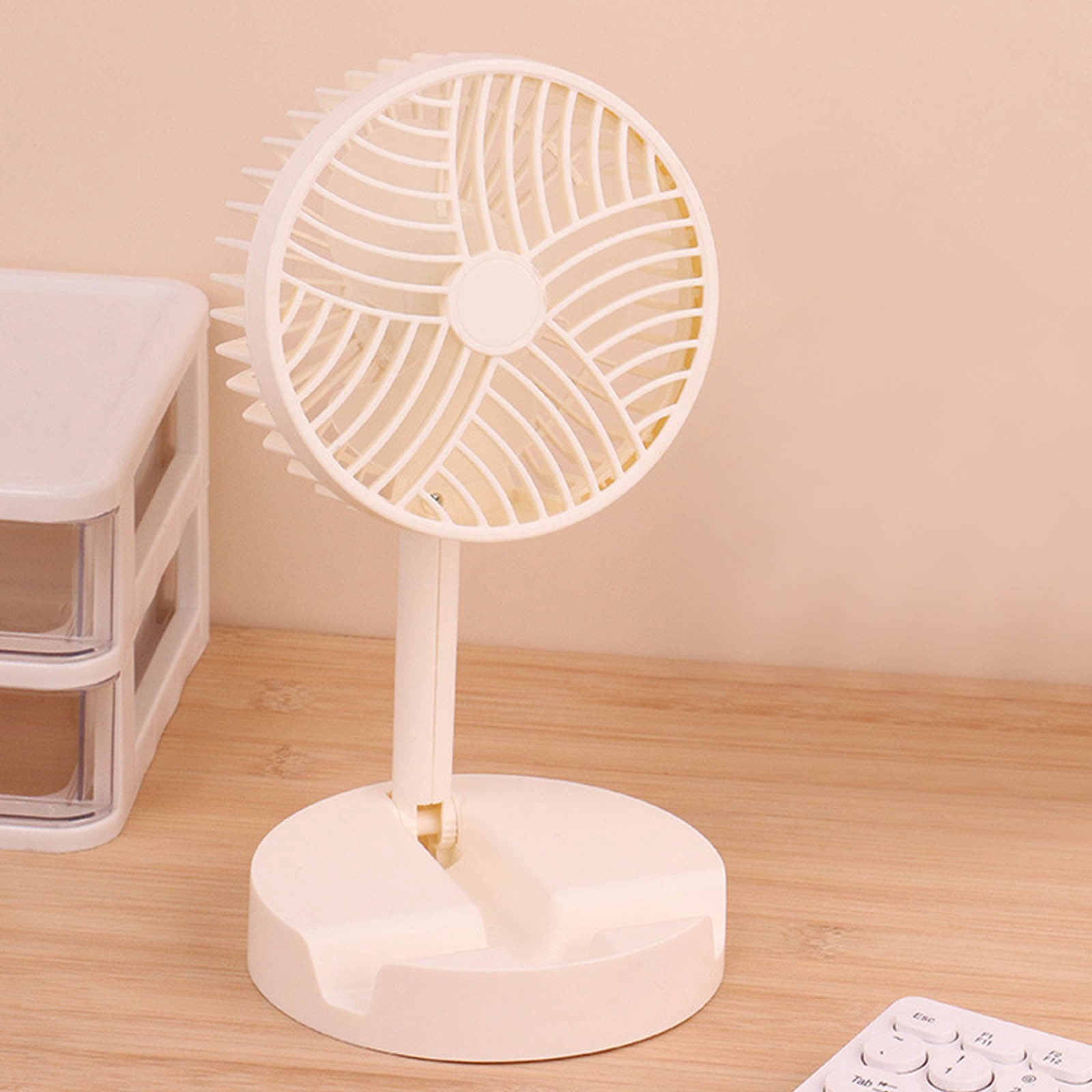Wanfds Foldable Oscillating Standing Fan with Remote, 10" Portable Pedestal Quiet Fan with Timer, Rechargeable USB Desk Fan for Home Bedroom Office Travel Outdoor Camping(White)