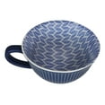 thumbnail image 5 of Blue Vintage Victorian Palm Leaves Design Large Porcelain Mug 19oz 5.25"Diameter, 5 of 7