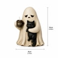 thumbnail image 2 of Gothic Style Resin Statue, Sad Ghost Embracing Black Cat with Coffee Mug Design, Decorative Figurine for Table, Shelf and Mantel Display, 2 of 7