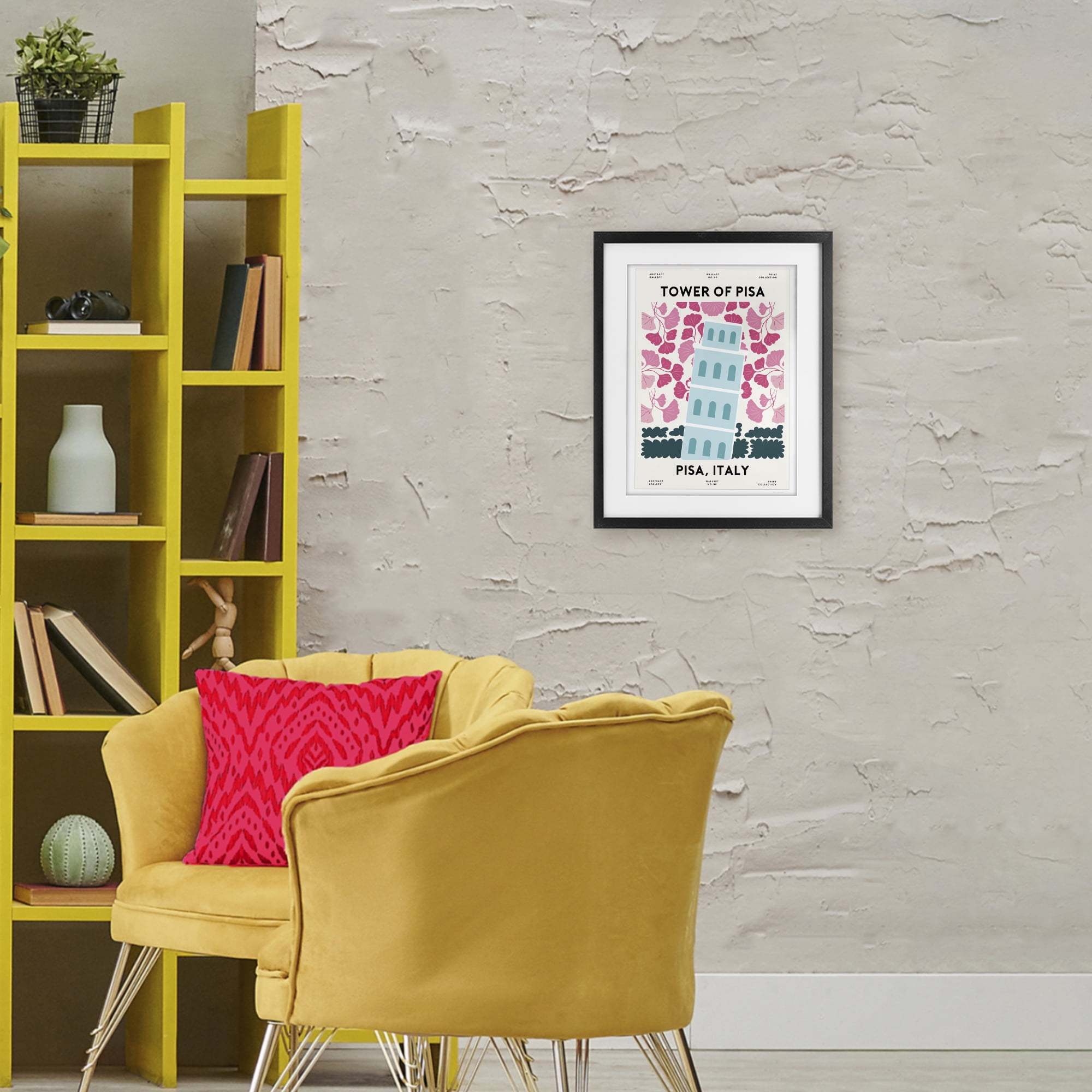 Stupell Industries Pastel Groovy Tower of Pisa Black Framed Print Under Glass, design by Omar Escalante