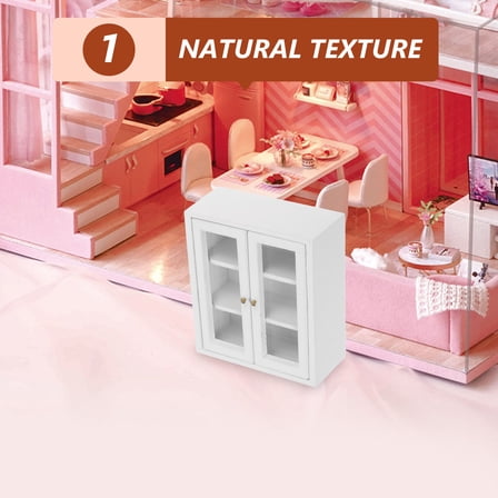 Homoyoyo Wooden Dollhouse Kitchen Cabinets Miniature Furniture Display Shelf for Living Room Scene 1 Piece