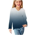 thumbnail image 6 of Piuwrlz Long Sleeve T-Shirt for Kids Girls Boys Cotton Shirts Printed V-neck V-neck T Shirt Tops Navy Size 11 Years, 6 of 8