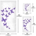 thumbnail image 2 of 3-Piece Towel Set,Retro Purple Butterflies Pattern Flying Butterfly Design Bath Towel Sets, 1 Bath Towel, 1 Hand Towel, 1 Washcloth, Absorbent Soft Towels Quick Drying for Bathroom, 2 of 7