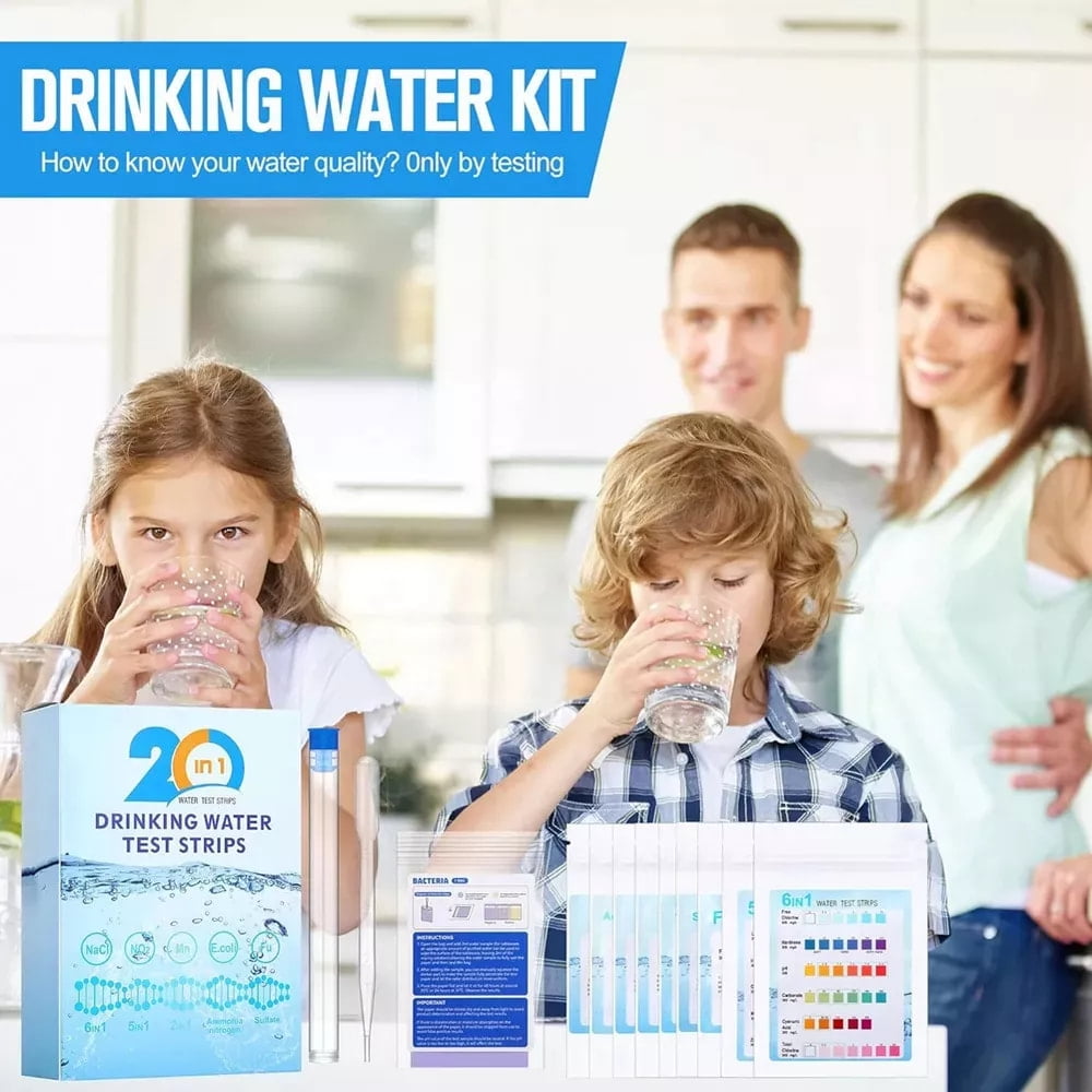 LC-dolida 20 in 1 Water Test Kit - 133 Strips + 2 Bacteria Tests - Home Water Quality Test Strips for pH, Hardness, Chlorine, Lead, Iron, Copper, Nitrate, Nitrite, and More