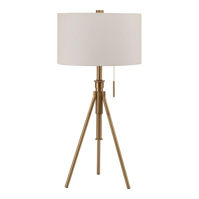 ORE International Mid-Century Metal Adjustable Tripod Floor Lamp in Matte Gold