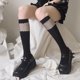 thumbnail image 2 of C Calcetines largos góticos Punk negros hasta la rodilla para mujer, medias irregulares de malla transparente de retales, medias japonesas de Lolita Kawaii, 2 of 5