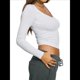 thumbnail image 3 of Camisas de Larga para Mujer, Moda de Otoño 2025, Cuello en V, Blusas Básicas, Blusas Ajustadas Y2K, Conjuntos M, 3 of 8