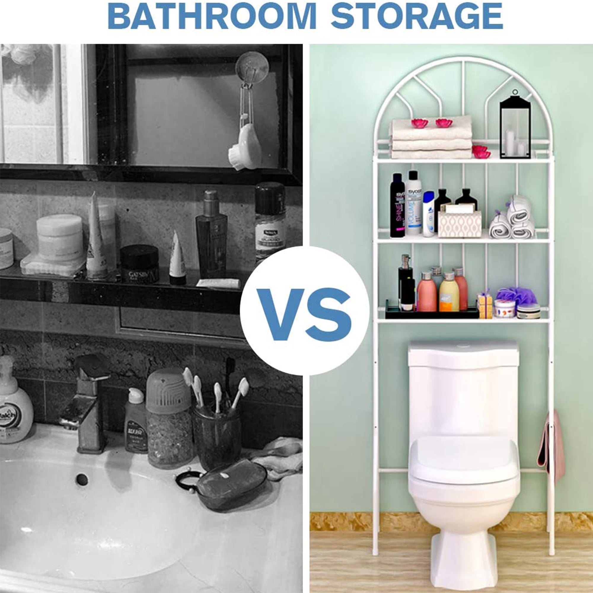 Forthcan Tall 3 Tier Over Toilet Bathroom Storage Stand Organizer Holder Bathroom Space Saver Toilet Shelf Bathroom Rack White
