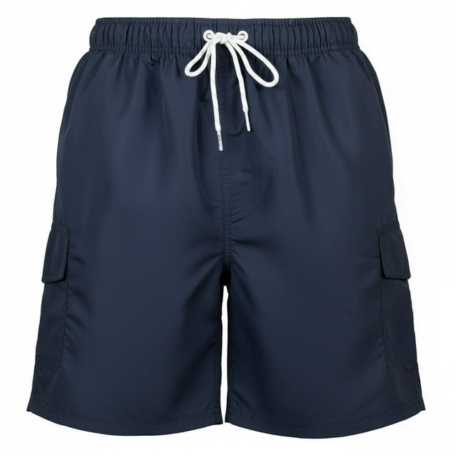 Traje de Baño Deportivo Wilson para Hombre Tipo Cargo Bolsas Laterales Jareta Ajustable Color Azul Marino Talla G