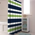 thumbnail image 2 of Navy Blue, Lime Green and White Kids Bathroom Fabric Bath Stripes Shower Curtain,72x72inch, 2 of 5