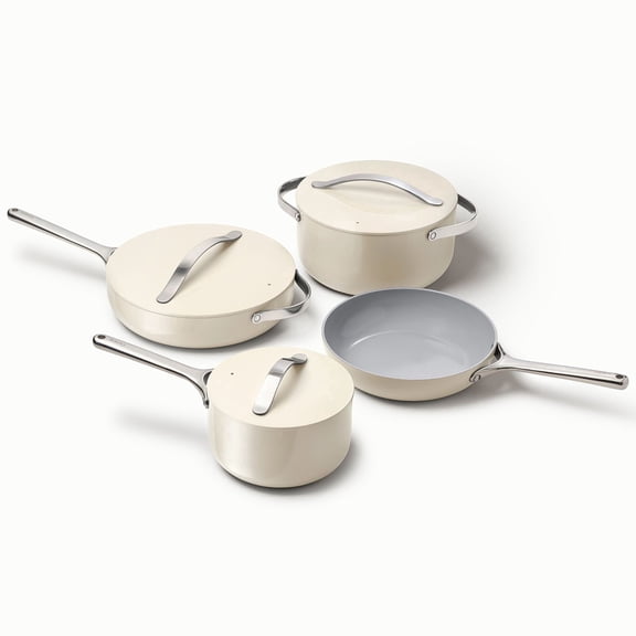 Caraway Ceramic Non-Stick Pots & Pans Cookware Set, 12- Piece, Cream