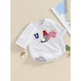 thumbnail image 4 of Musuos Infant Baby 4th of July Romper 3M 6M 12M 18M Letter Star Embroidery Round Neck Short Sleeve Bodysuit Summer Jumpsuit for Boys Girls, 4 of 10