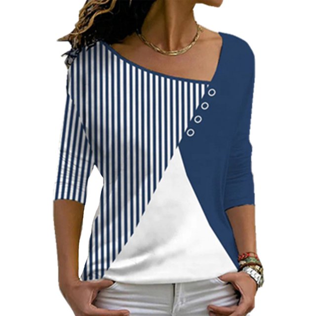 MAWCLOS T-shirt à Manches Courtes pour Femmes Bleu M