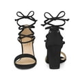 thumbnail image 6 of BLISSFUL STEP Strappy Lace Up Block High Heel Sandals for Women Black 6.5, 6 of 6