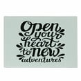 thumbnail image 1 of Adventure Cutting Board, Open Your Heart New Adventures Words Lettering with Sixties Inspired Design, Decorative Tempered Glass Cutting and Serving Board, Small Size, Black White, by Ambesonne, 1 of 1