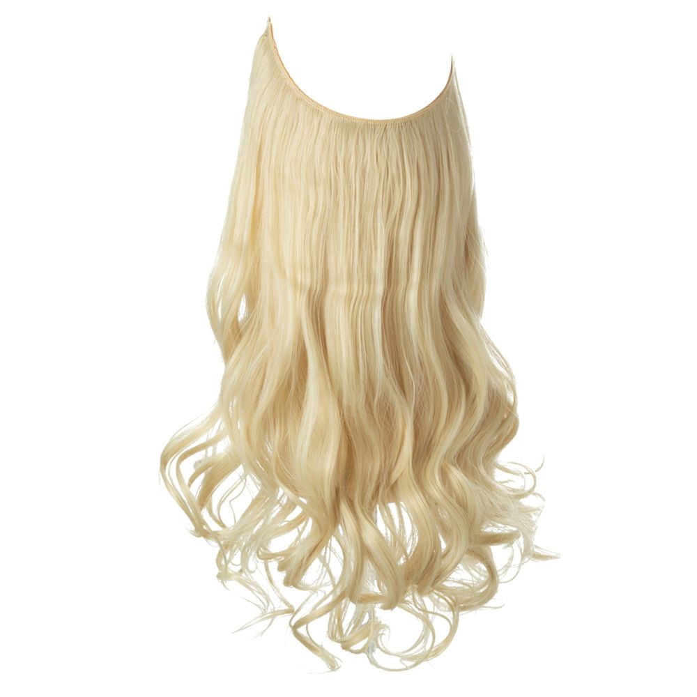 Synthetic No Clip Curly Hair Fluffy Hair Bun False Hairpiece Fake Hair Piece Wave Halo Hair Toupee 18 INCHES BEACH BLONDE Synthetic No Clip Curly Hair Fluffy Hair Bun False Hairpiece Fake Hair Piece Wave Halo Hair Toupee 18 INCHES BEACH BLONDE