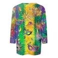 thumbnail image 5 of BDPORKAS Mardi Gras T Shirts for Women 3/4 Sleeve Round Neck Carnival Costume Mask Print Funny Gifts Parade Tshirt Plus Size Mardi Gras Outfit, 5 of 5