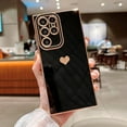 thumbnail image 2 of Dteck Case for Samsung Galaxy S24 Ultra, Luxury Electroplate Cute Side Love Heart Cover Full Camera Protection Soft Silicone Anti-Fingerprint Shockproof Cover,Black, 2 of 7