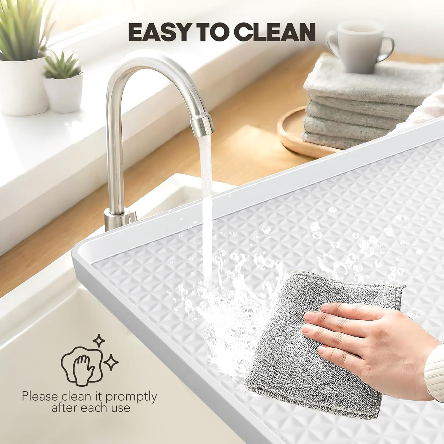 Washer Dryer Countertop, 51.2" x 25.6" Large Washer and Dryer Covers for The Top, Non-Slip Waterproof Silicone Dryer Top Protector Mat, Washer Dryer Topper for Laundry Room Kitchen Home（White）