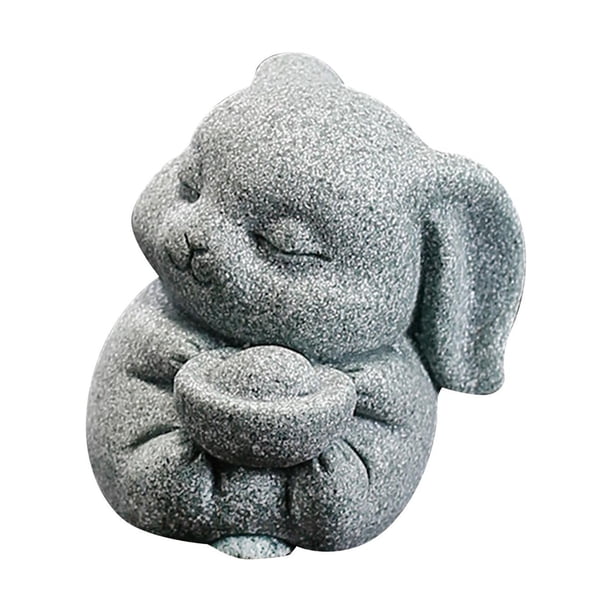 Estatua de mascota de té de animal pequeño, artesanía de piedra decorativa, regalo para figura de animal de té Conejo