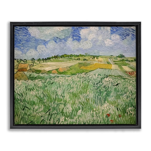 Stupell Industries Plain Near Auvers Painting Black Framed Floater Canvas Wall Art, design by Vincent Van Gogh