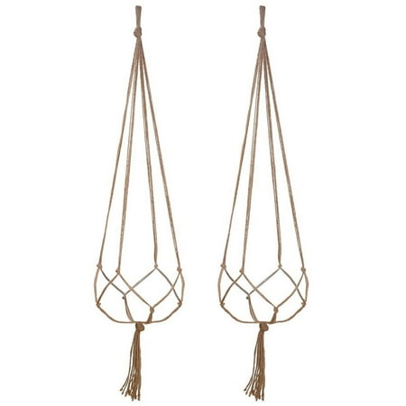 2PCS 47 Inches Plant Flower Hanger Macrame Jute for Indoor Outdoor Ceiling Deck Balcony Round and Square