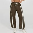 thumbnail image 2 of XFLWAM Women's Baggy Wide Leg Pants Casual Drawstring Elastic Waisted Barrel Trousers Contrast Color Workout Track Pants, 2 of 9