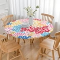 thumbnail image 3 of Vibrant Mixed Pioneer Flower Pattern Round Fitted Tablecloth with Elastic Edge,Dining Table Cover Waterproof,Outdoor Round Tablecloth for Camping,Dining,Indoor and Outdoor, 3 of 7