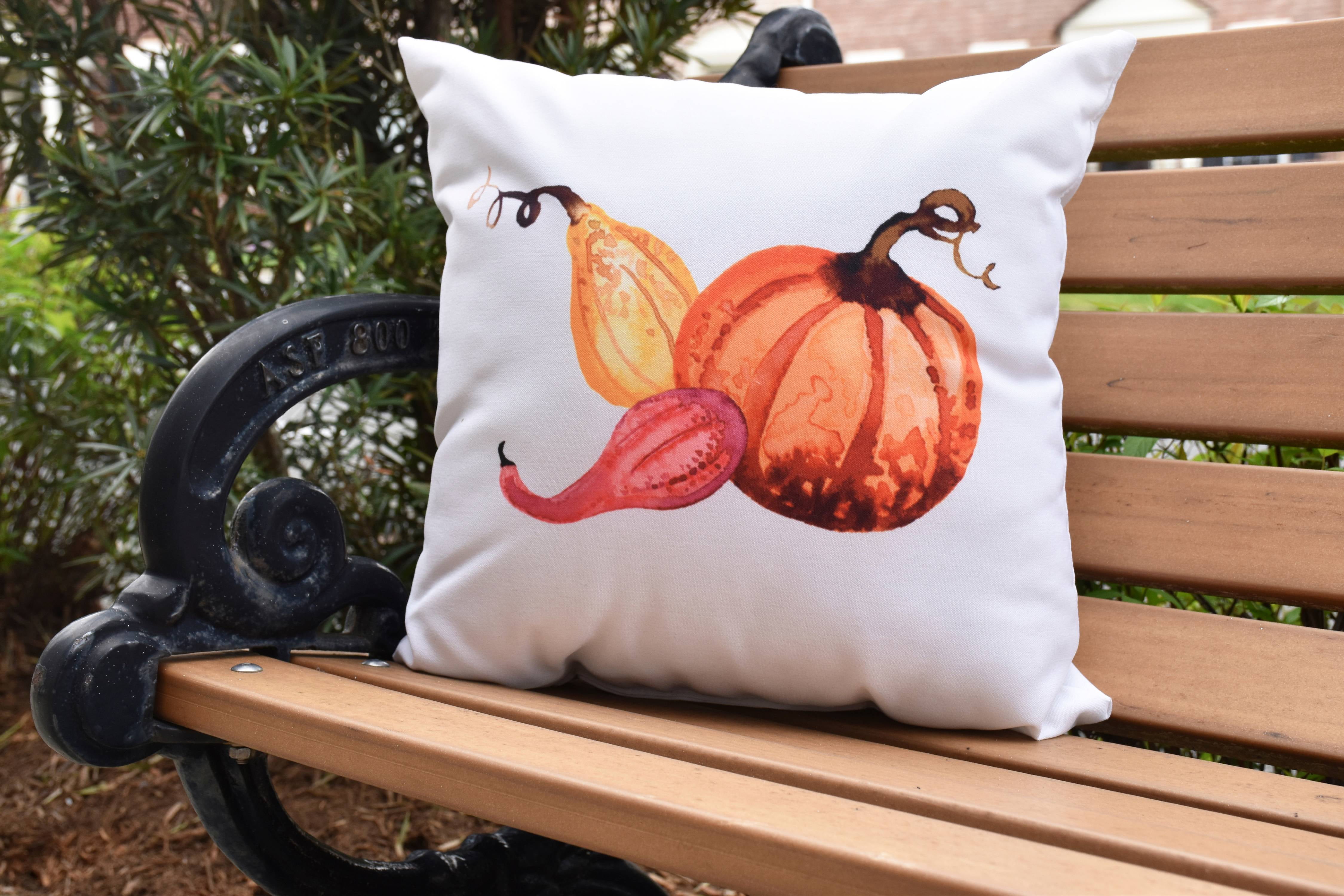 Simply Daisy, 20" x 20" Gourd Pile Cream Fall Print Outdoor Decorative Throw Pillow