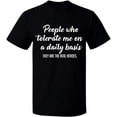 thumbnail image 2 of OXI T-Shirt - People Tolerate Me, Basic Casual T-Shirt for Men's and Women Fleece T-Shirt Short Sleeve - Black Small, 2 of 3