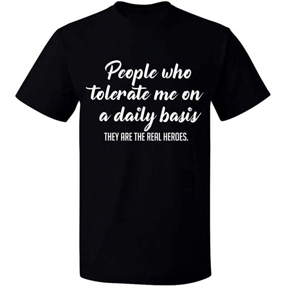 Unisex T-Shirt, People Tolerate Me, Slim Fit, Short Sleeve Sweater - Black Small