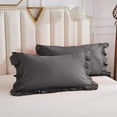 thumbnail image 3 of Half Ruffle Duvet Cover Set 5 Piece, 100% Egyptian Cotton, with Hidden Zipper Closure, 400 Thread Count, Half Ruffle Design, Extra Soft and Luxury - Dark Gray Solid, King Size., 3 of 4