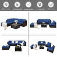 thumbnail image 4 of Gymax 6PCS Rattan Patio Sectional Sofa Set Outdoor Furniture Set w/ Navy Cushions, 4 of 10