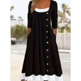 thumbnail image 2 of Plus Size Casual Dress, Vestido Casual De Talla Grande, Vestido De Cuello Redondo De Manga Larga Con Botones De Colorblock Para Mujer Con Bolsillos Y Ligero Estiramiento, 2 of 4