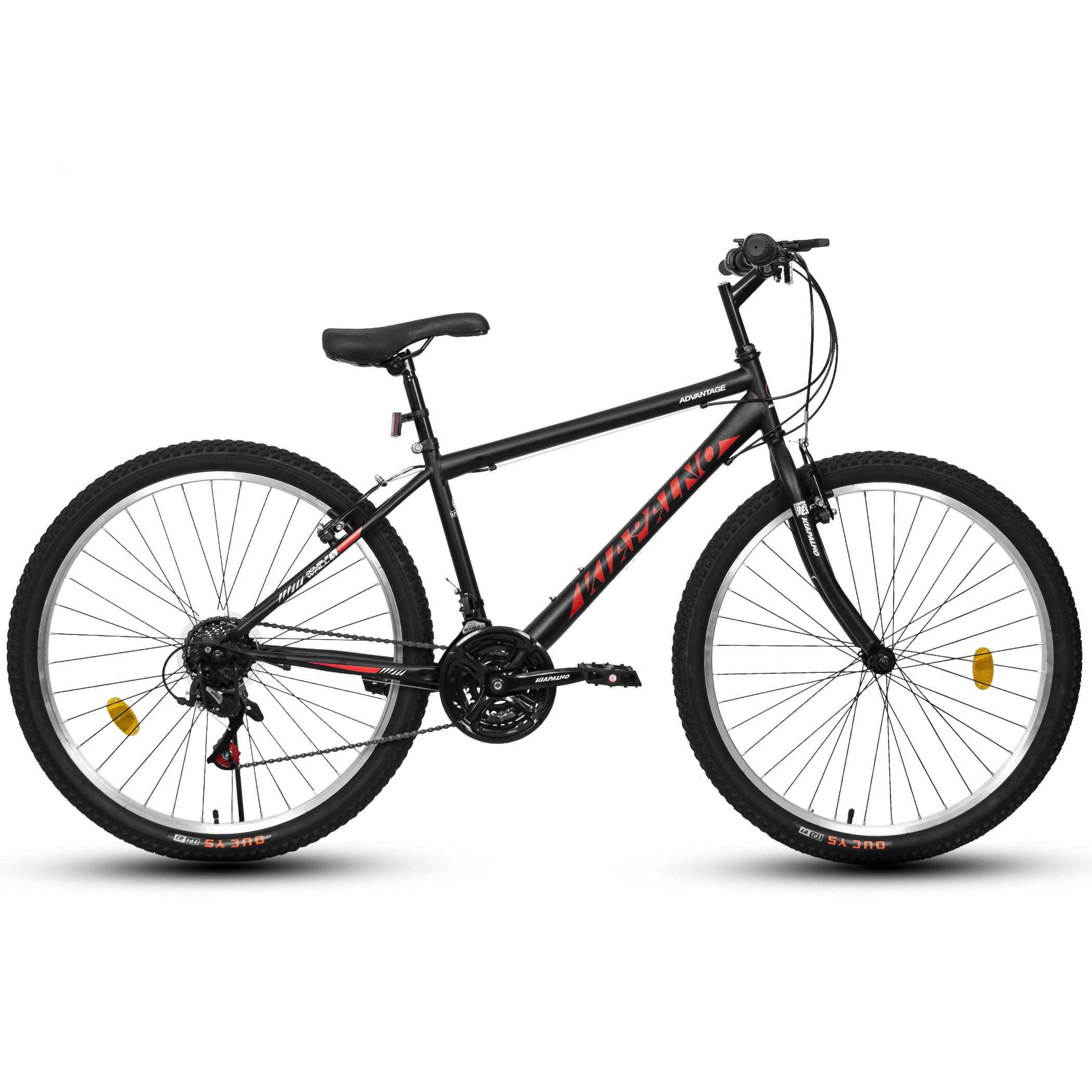 24 Inch Mountain Bike for 10+ Years Old, 21 Speeds Commuter Bike with V Brake and Steel Frame, Rigid Suspension MTB Bicycle for City Trail Beach Snow, Black-Red