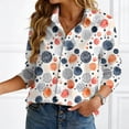 thumbnail image 2 of felwors Loose Fit Printed Button-Up Shirts for Women - Soft Lightweight Long Sleeve Blouses, Wrinkle Resistant, Perfect for Work & Vacation (Orange, XL), 2 of 8