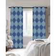 thumbnail image 2 of Blue Geometric Blackout Curtains for Bedroom, Thermal Insulated Drapes, Retro Morocco Abstract Art Black Out Curtains 63 Inch Long Room Darkening Kitchen Curtains 42"x63" 2 Panels, 2 of 8