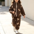 thumbnail image 3 of Cethrio Girls Winter Pajama Sets, Breathable Thermal Long Sleeve 2 Piece Girls' Sleepwear Brown Size 12-13 T, 3 of 5